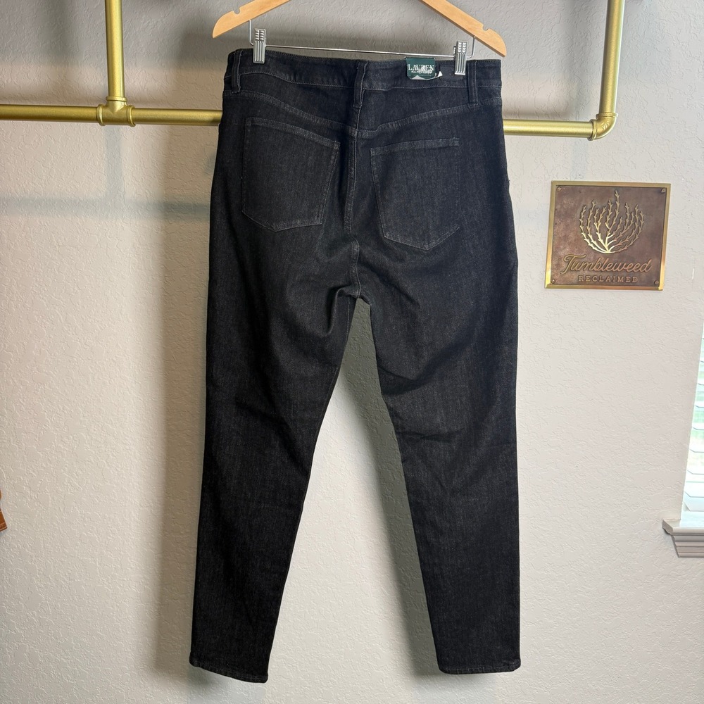 Lauren Ralph Lauren Premier Skinny Slimming Black Floral Embroidered Jeans 16 - Picture 9 of 12